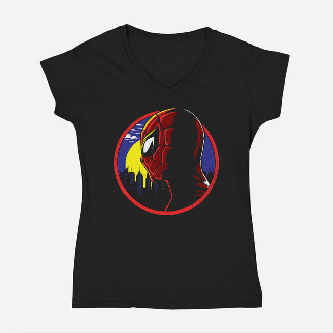Spidey Tracy-Womens-V-Neck-Tee-dandingeroz