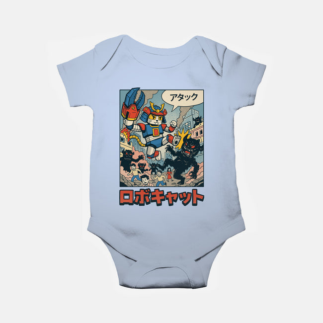 Robocat Attack-Baby-Basic-Onesie-GODZILLARGE