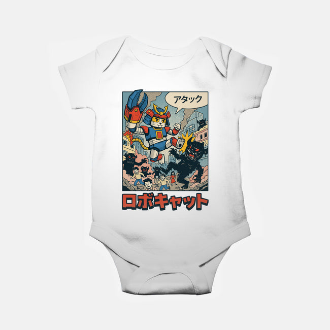 Robocat Attack-Baby-Basic-Onesie-GODZILLARGE