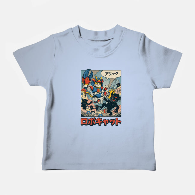 Robocat Attack-Baby-Basic-Tee-GODZILLARGE