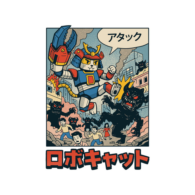 Robocat Attack-Womens-Basic-Tee-GODZILLARGE