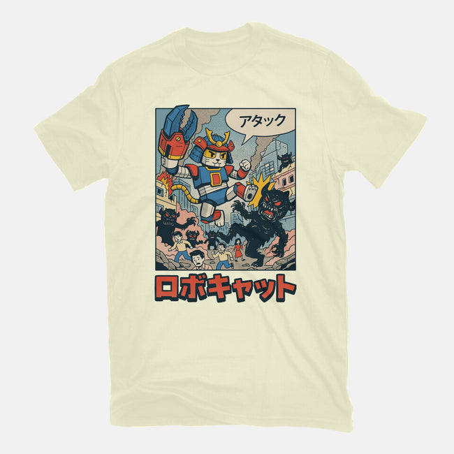 Robocat Attack-Mens-Basic-Tee-GODZILLARGE