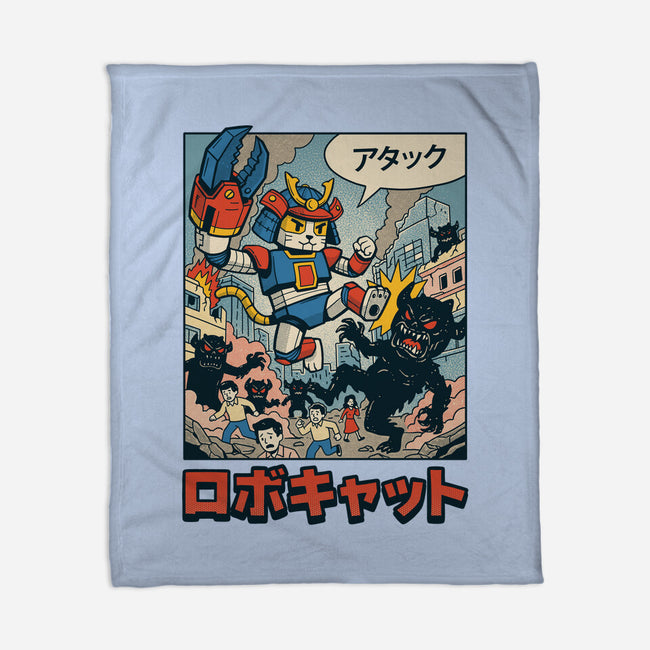 Robocat Attack-None-Fleece-Blanket-GODZILLARGE
