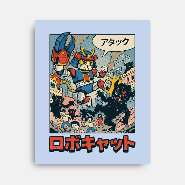 Robocat Attack-None-Stretched-Canvas-GODZILLARGE