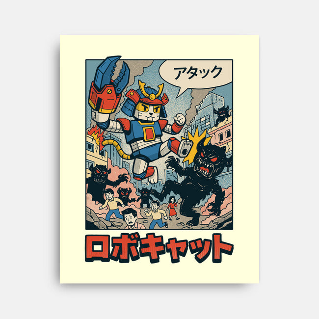 Robocat Attack-None-Stretched-Canvas-GODZILLARGE