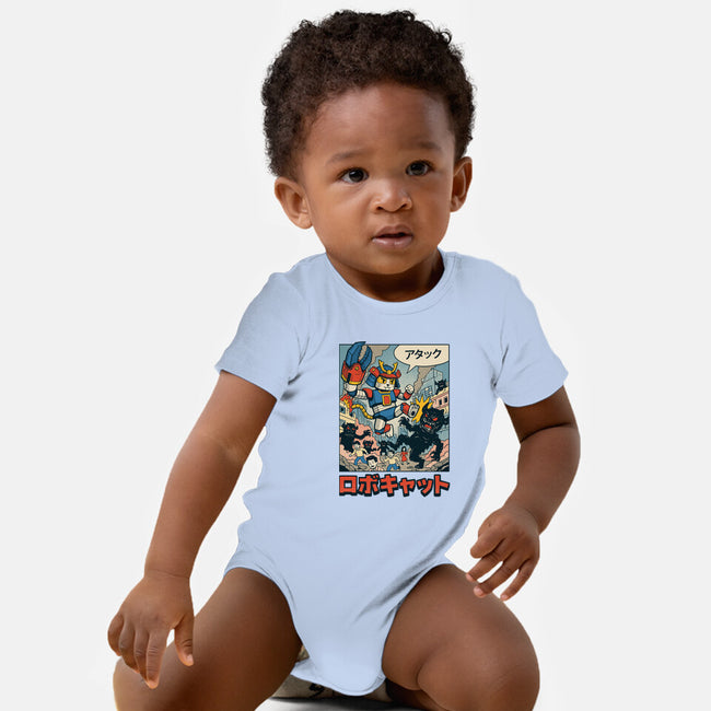 Robocat Attack-Baby-Basic-Onesie-GODZILLARGE