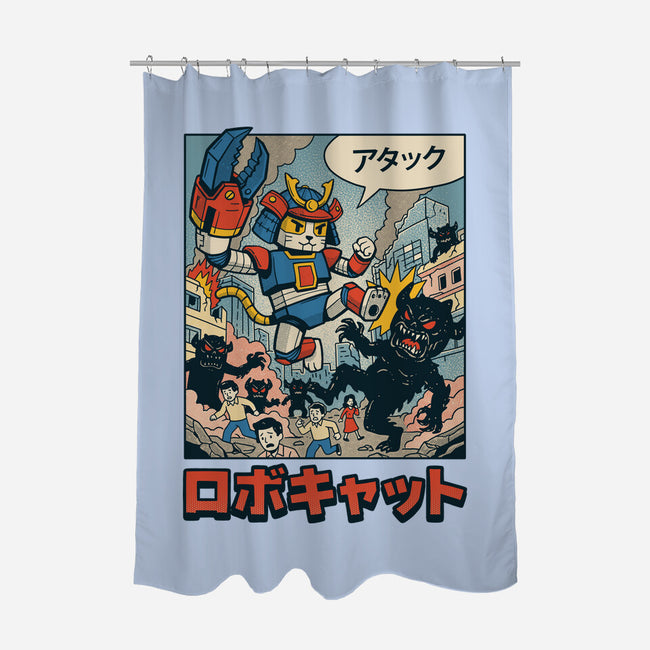 Robocat Attack-None-Polyester-Shower Curtain-GODZILLARGE