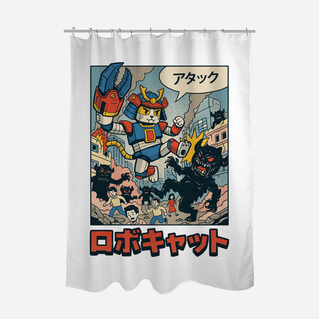 Robocat Attack-None-Polyester-Shower Curtain-GODZILLARGE
