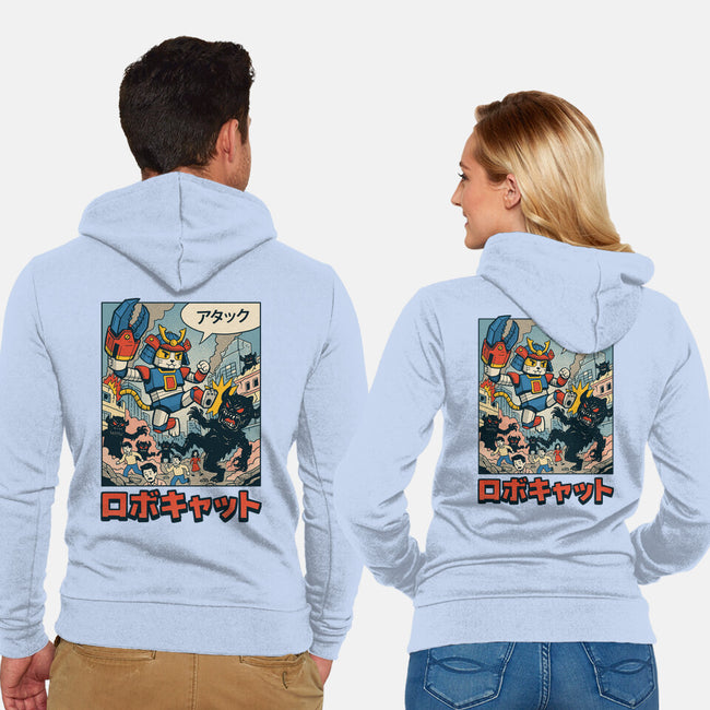 Robocat Attack-Unisex-Zip-Up-Sweatshirt-GODZILLARGE