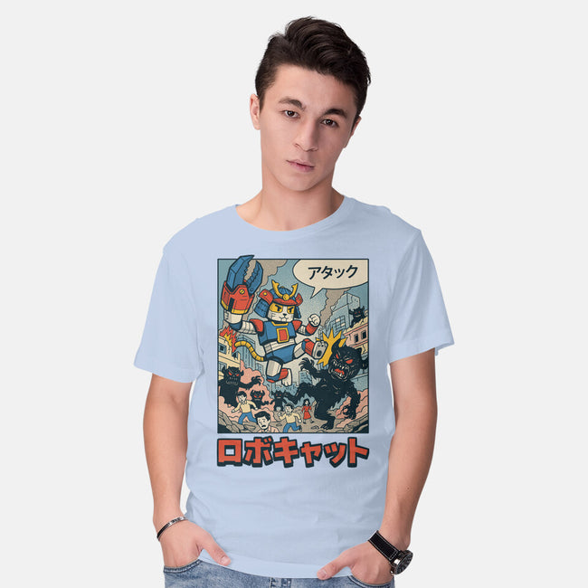 Robocat Attack-Mens-Basic-Tee-GODZILLARGE