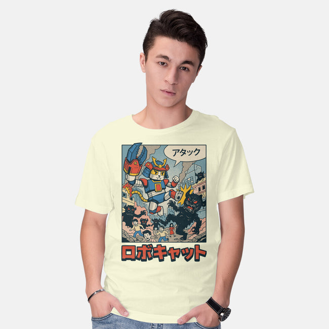 Robocat Attack-Mens-Basic-Tee-GODZILLARGE