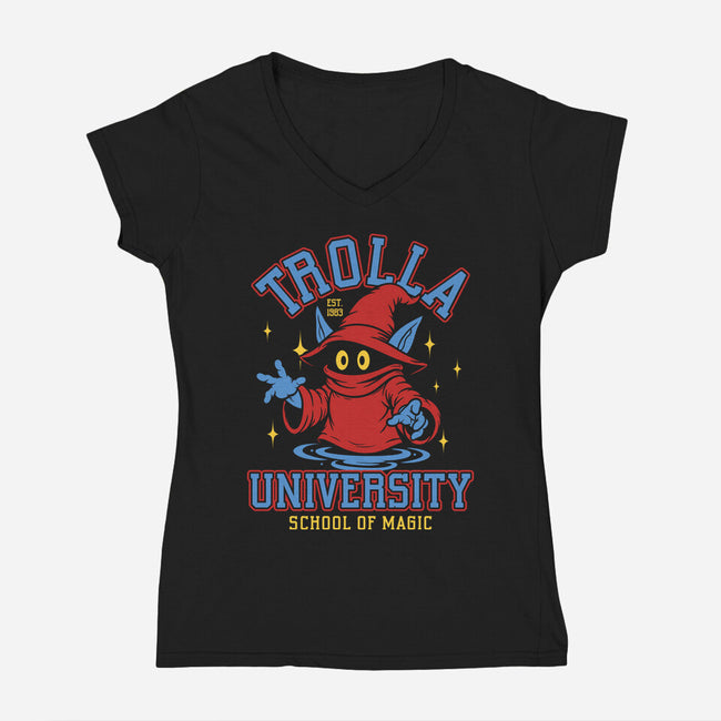 Trolla University-Womens-V-Neck-Tee-OPIPPI