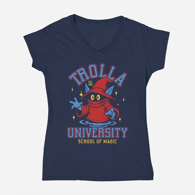 Trolla University-Womens-V-Neck-Tee-OPIPPI