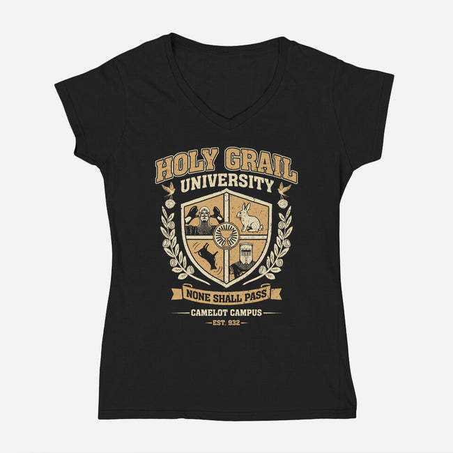 Holy Grail University-Womens-V-Neck-Tee-NMdesign