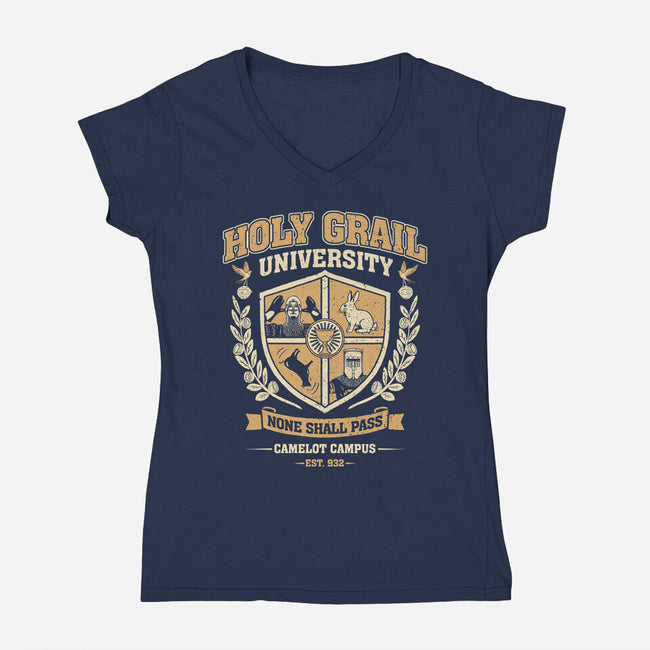 Holy Grail University-Womens-V-Neck-Tee-NMdesign