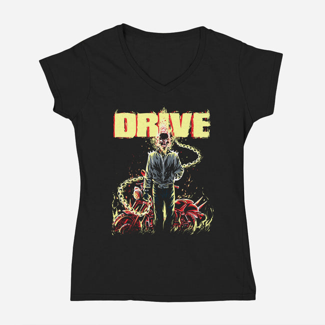 Ghost Drive-Womens-V-Neck-Tee-zascanauta
