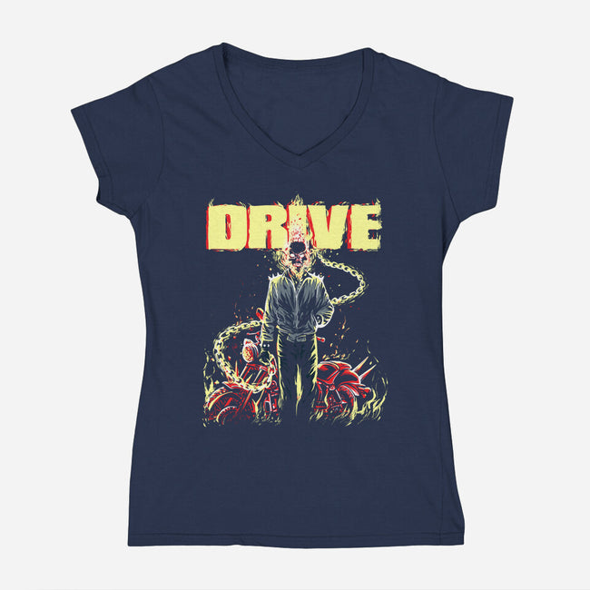 Ghost Drive-Womens-V-Neck-Tee-zascanauta