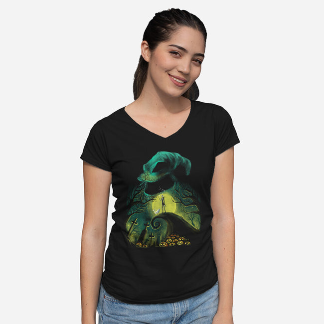 Boogie Nights-Womens-V-Neck-Tee-zascanauta