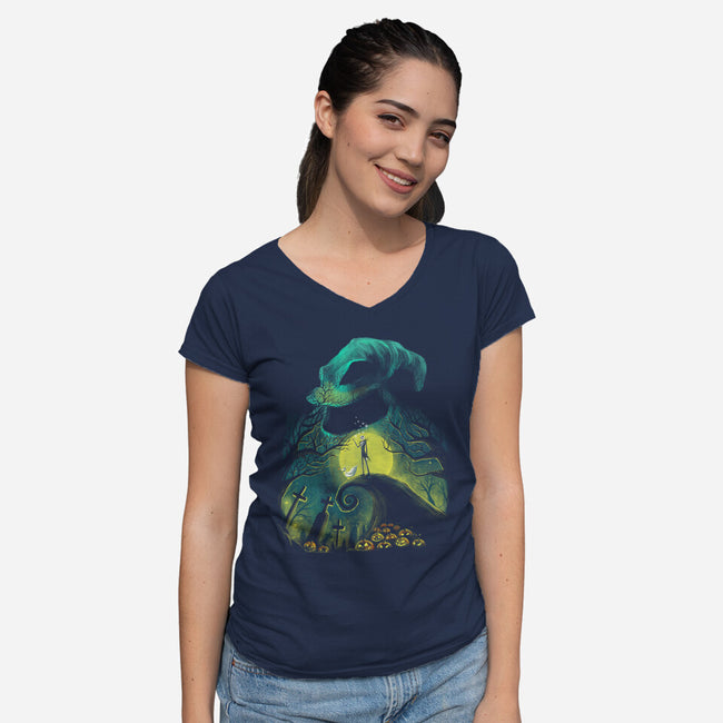 Boogie Nights-Womens-V-Neck-Tee-zascanauta