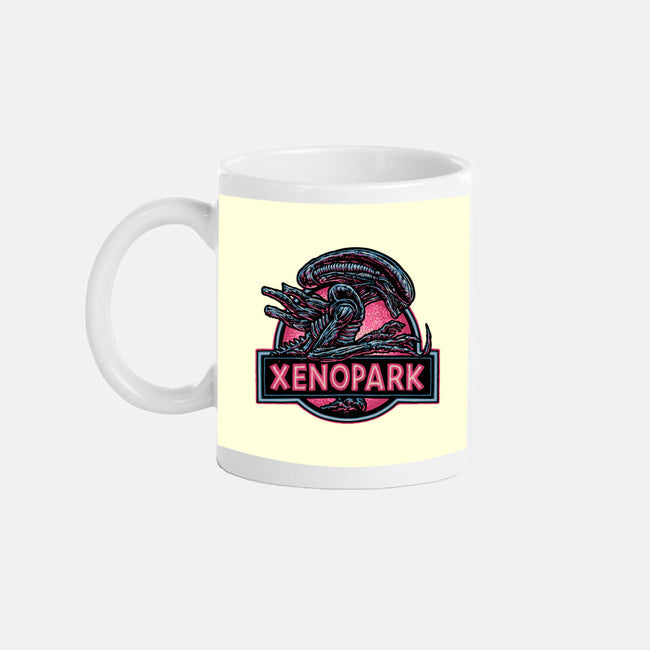 Welcome To Xenopark-None-Mug-Drinkware-glitchygorilla