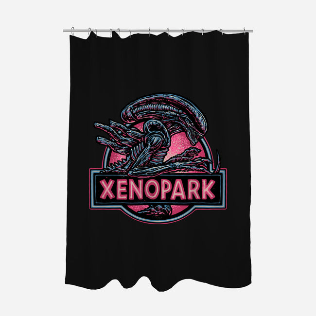 Welcome To Xenopark-None-Polyester-Shower Curtain-glitchygorilla