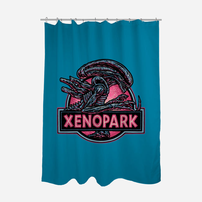 Welcome To Xenopark-None-Polyester-Shower Curtain-glitchygorilla
