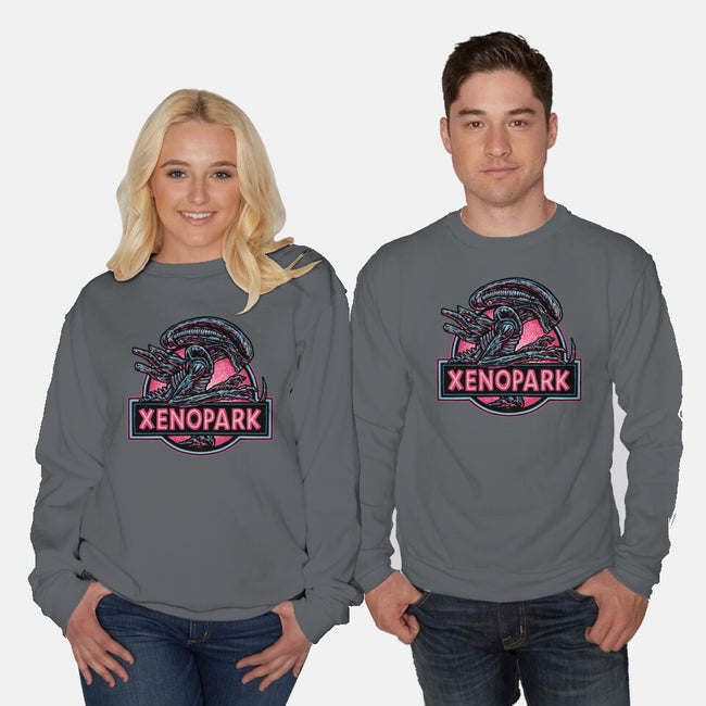 Welcome To Xenopark-Unisex-Crew Neck-Sweatshirt-glitchygorilla