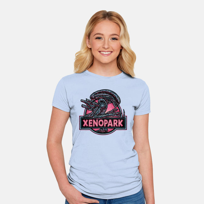 Welcome To Xenopark-Womens-Fitted-Tee-glitchygorilla