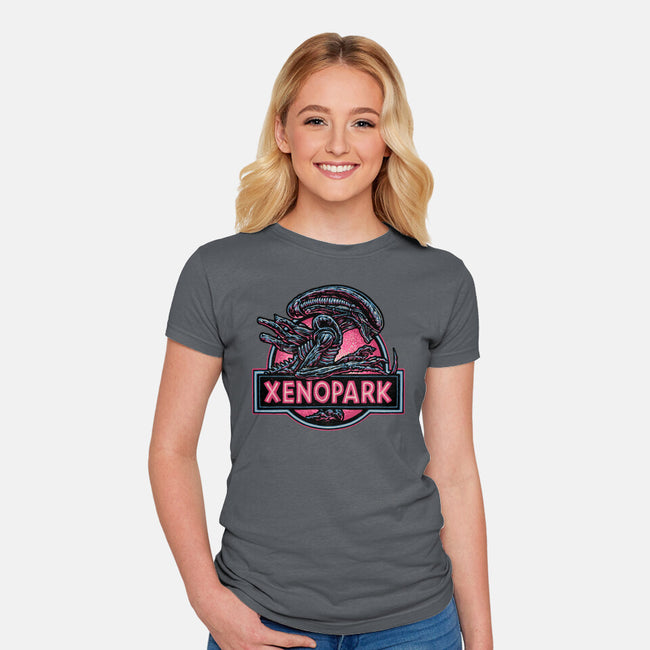 Welcome To Xenopark-Womens-Fitted-Tee-glitchygorilla