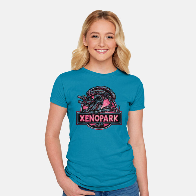 Welcome To Xenopark-Womens-Fitted-Tee-glitchygorilla