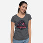 Welcome To Xenopark-Womens-V-Neck-Tee-glitchygorilla