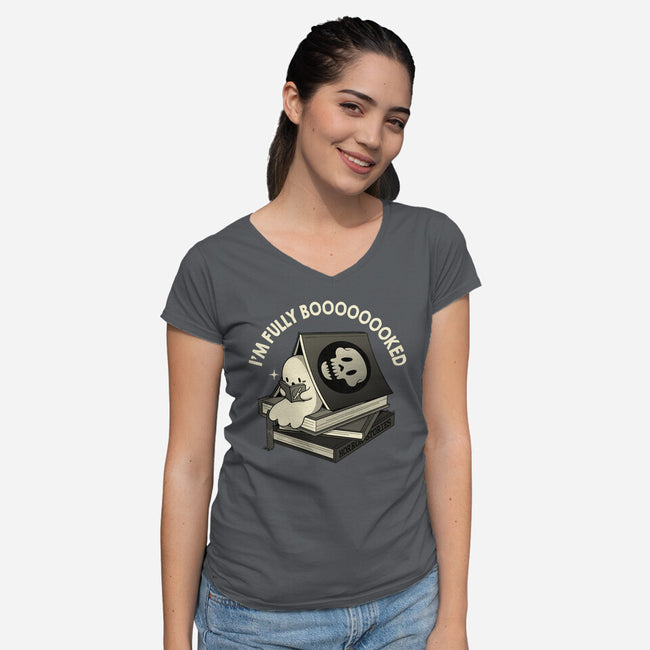 Fully Booked Ghost-Womens-V-Neck-Tee-tobefonseca