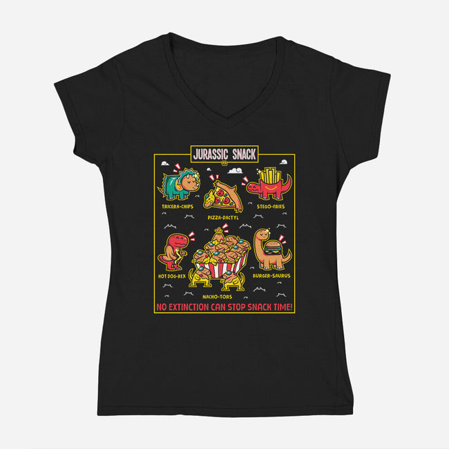 Jurassic Snack-Womens-V-Neck-Tee-krisren28