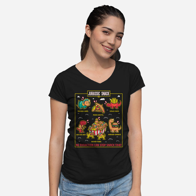 Jurassic Snack-Womens-V-Neck-Tee-krisren28