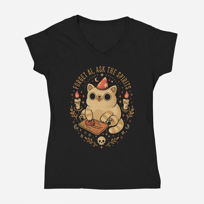 Forget AI Ask The Spirits-Womens-V-Neck-Tee-eduely