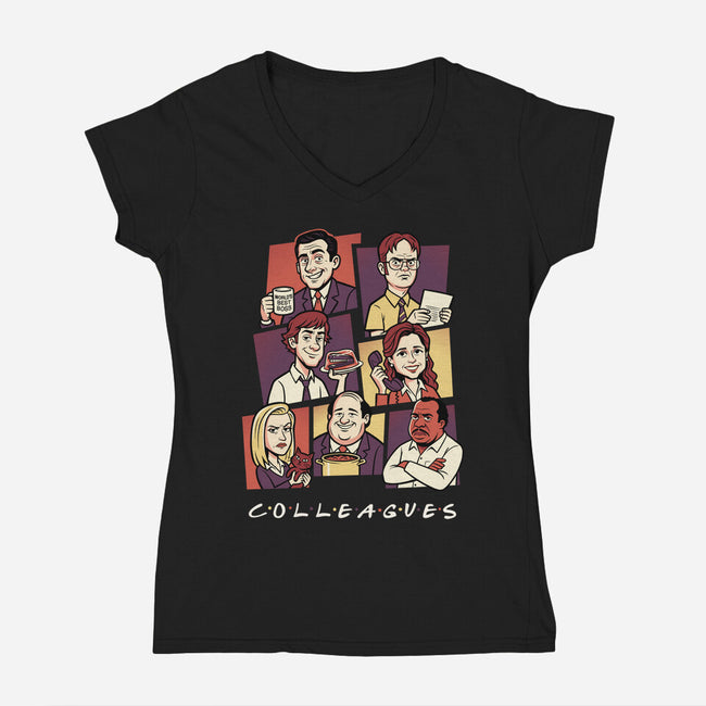 Office Colleagues-Womens-V-Neck-Tee-P1yu5h