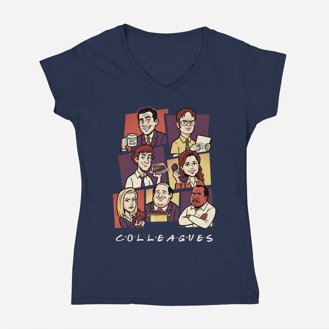Office Colleagues-Womens-V-Neck-Tee-P1yu5h