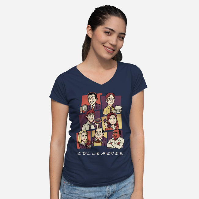Office Colleagues-Womens-V-Neck-Tee-P1yu5h