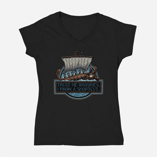Shortcut Took 10 Years-Womens-V-Neck-Tee-glitchygorilla