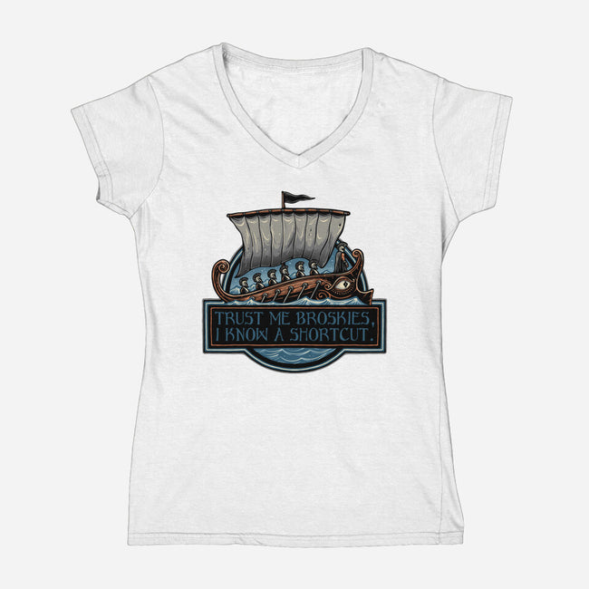 Shortcut Took 10 Years-Womens-V-Neck-Tee-glitchygorilla