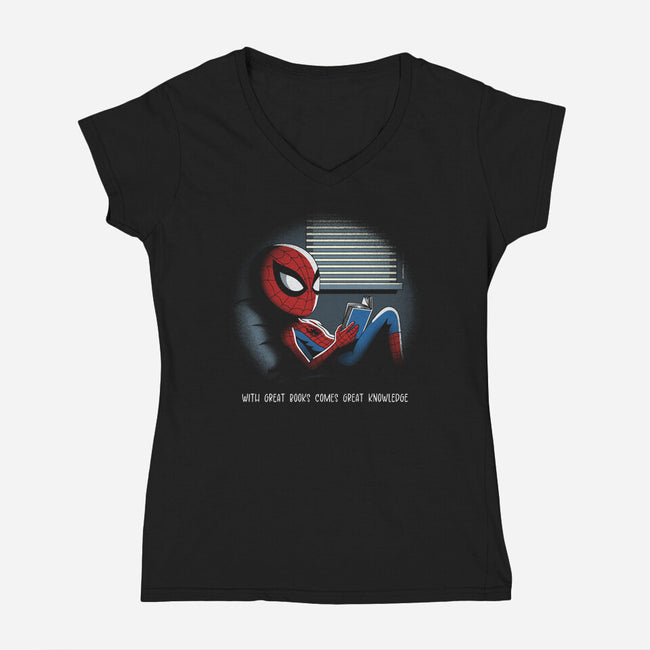 With Great Books Comes Great Knowledge-Womens-V-Neck-Tee-Popnotic