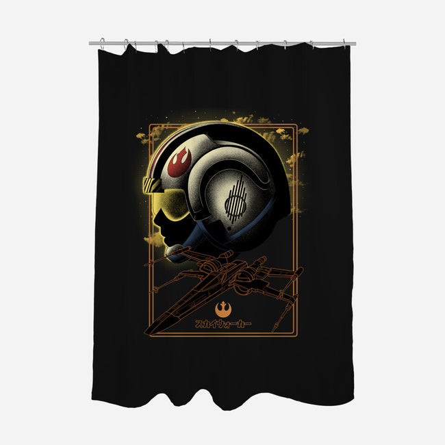X-Wing Knight Night Sky-None-Polyester-Shower Curtain-Astrobot Invention