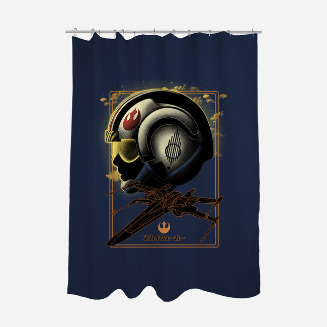 X-Wing Knight Night Sky-None-Polyester-Shower Curtain-Astrobot Invention