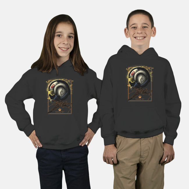 X-Wing Knight Night Sky-Youth-Pullover-Sweatshirt-Astrobot Invention