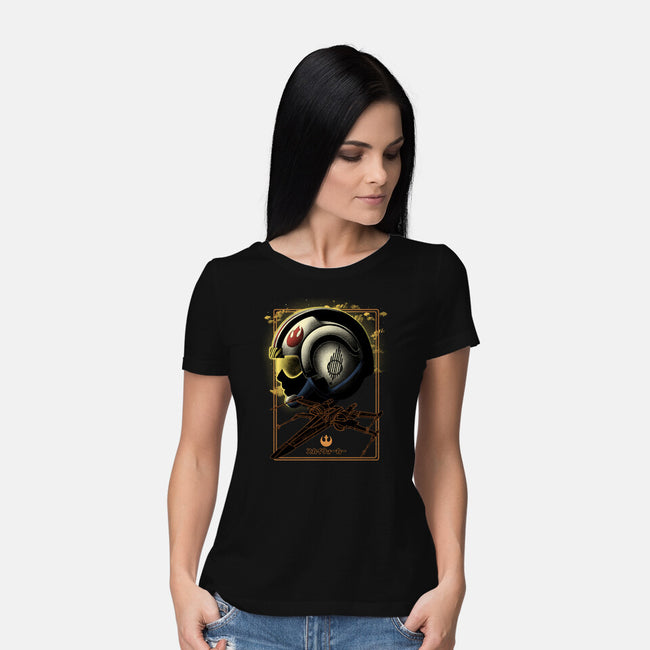 X-Wing Knight Night Sky-Womens-Basic-Tee-Astrobot Invention