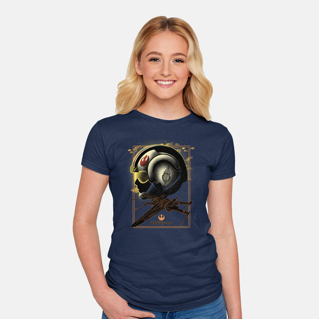 X-Wing Knight Night Sky-Womens-Fitted-Tee-Astrobot Invention