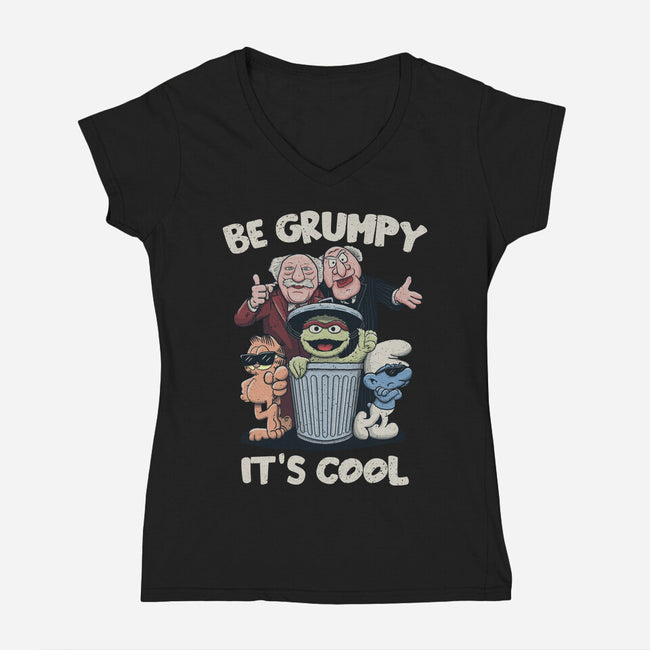 Be Grumpy It's Cool-Womens-V-Neck-Tee-NMdesign