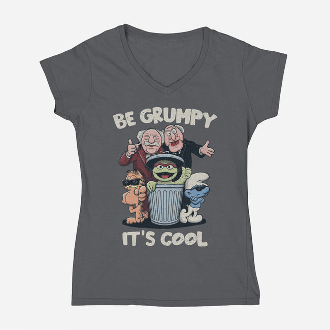 Be Grumpy It's Cool-Womens-V-Neck-Tee-NMdesign