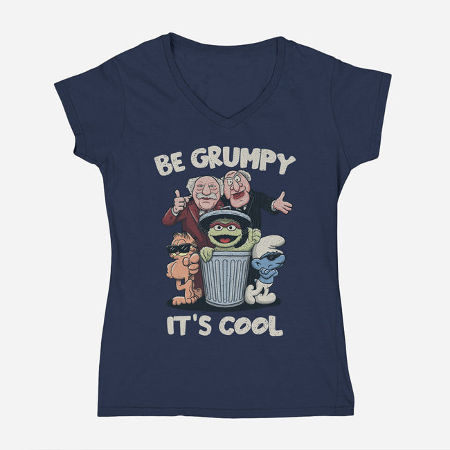 Be Grumpy It's Cool-Womens-V-Neck-Tee-NMdesign