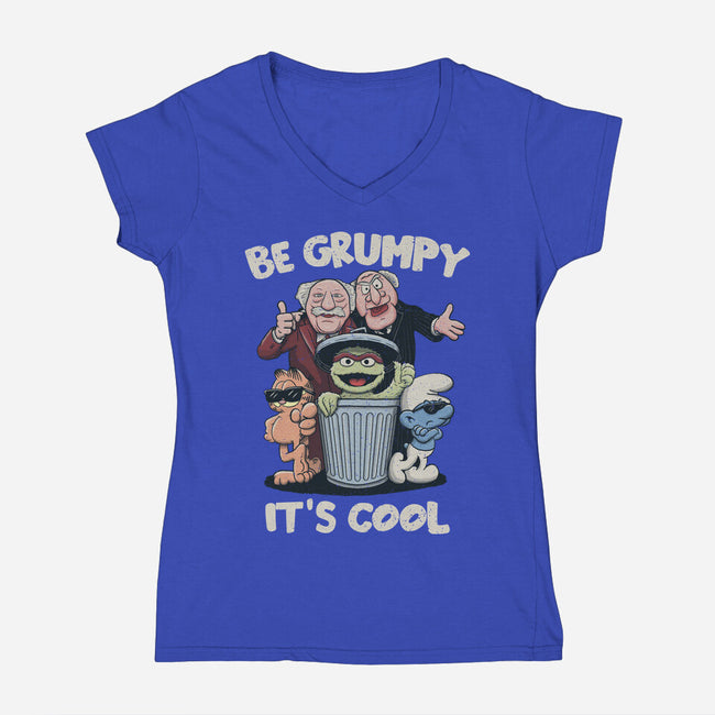 Be Grumpy It's Cool-Womens-V-Neck-Tee-NMdesign